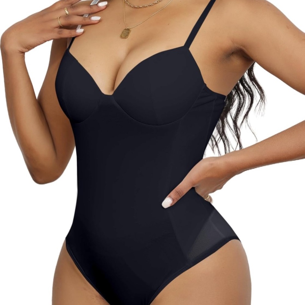 Hilinker Women's VNeck Spaghetti Strap Bodysuit Sexy Sleeveless Camisole Bustier